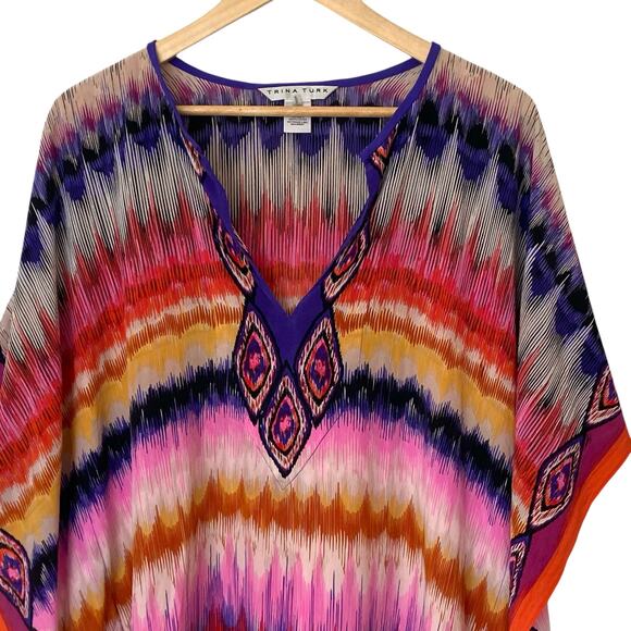 TRINA TURK Theodora 100% Silk Caftan Dress Multicolored, Size XS/S - Picture 4 of 11